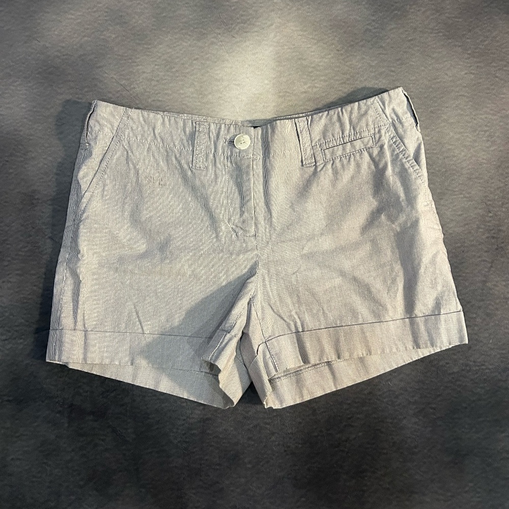 Dalia Collection Blue and White Striped Cotton Coastal Shorts Size 6
